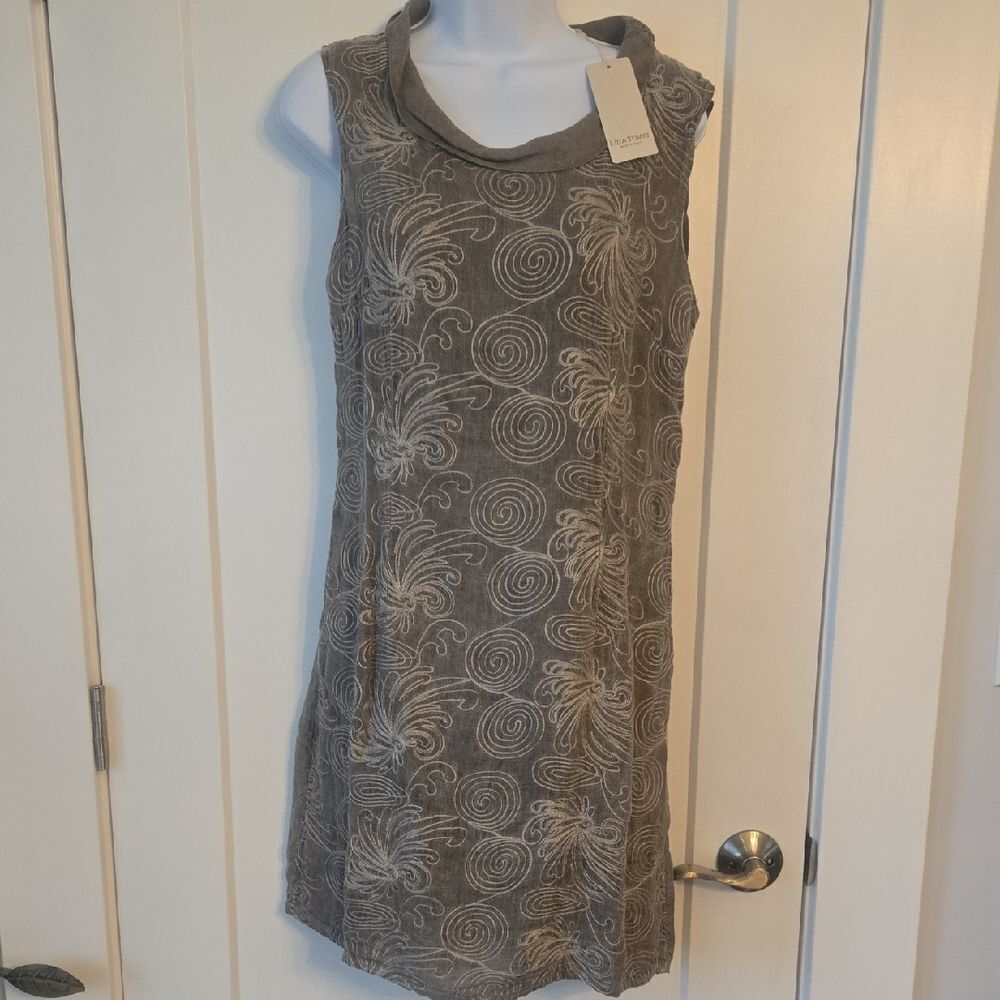 Gray Cowl Neck Sleeveless Sheath Dress With‎ Pockets